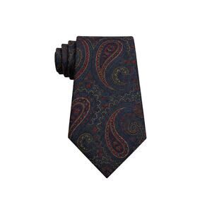 Louis International Silk Necktie Blue Burgundy Paisley Luxury Designer Classic